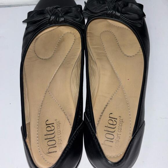 Hotter Jewel Shoes Ballerina Flats woman's size US 8 UK 6 Black Leather - Picture 12 of 16